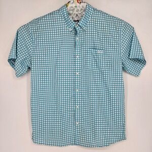 Huk Shirt Mens XL Short Sleeve Button Up Fishing Outdoor Performance Blue